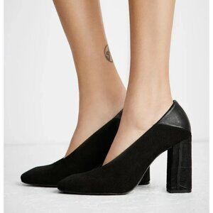 Free People Take Heart Block Heel Textured Pumps Size 9 US 40 EU